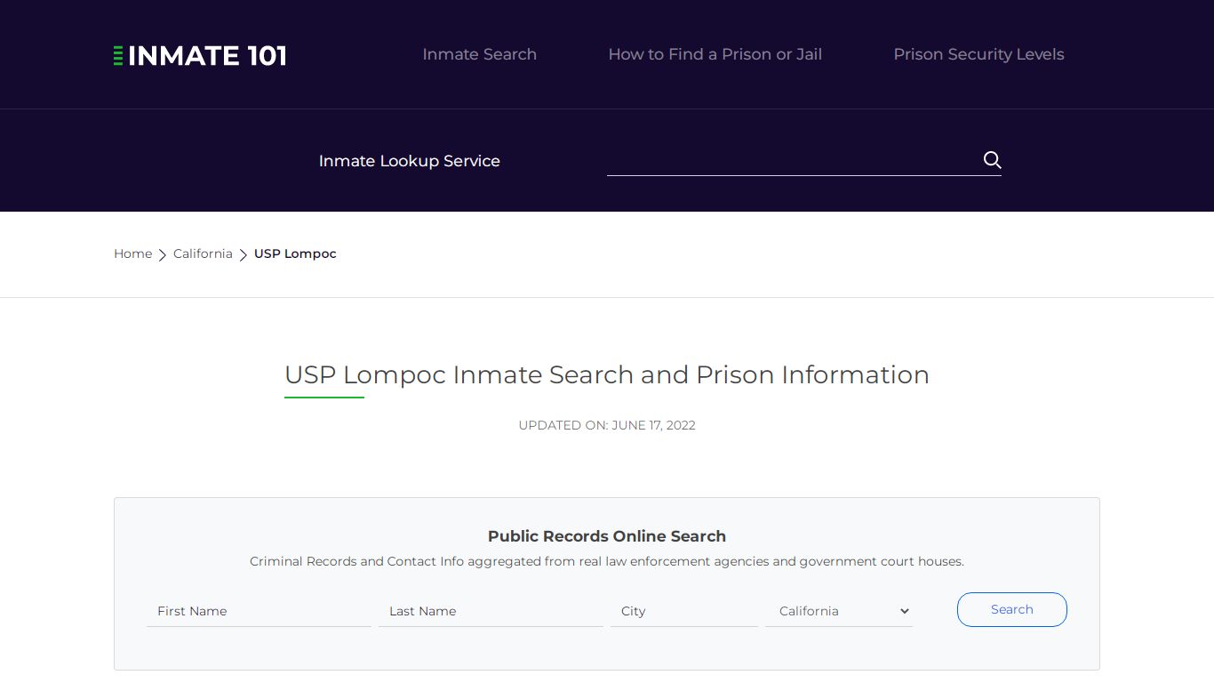 USP Lompoc Inmate Search | Lookup | Roster