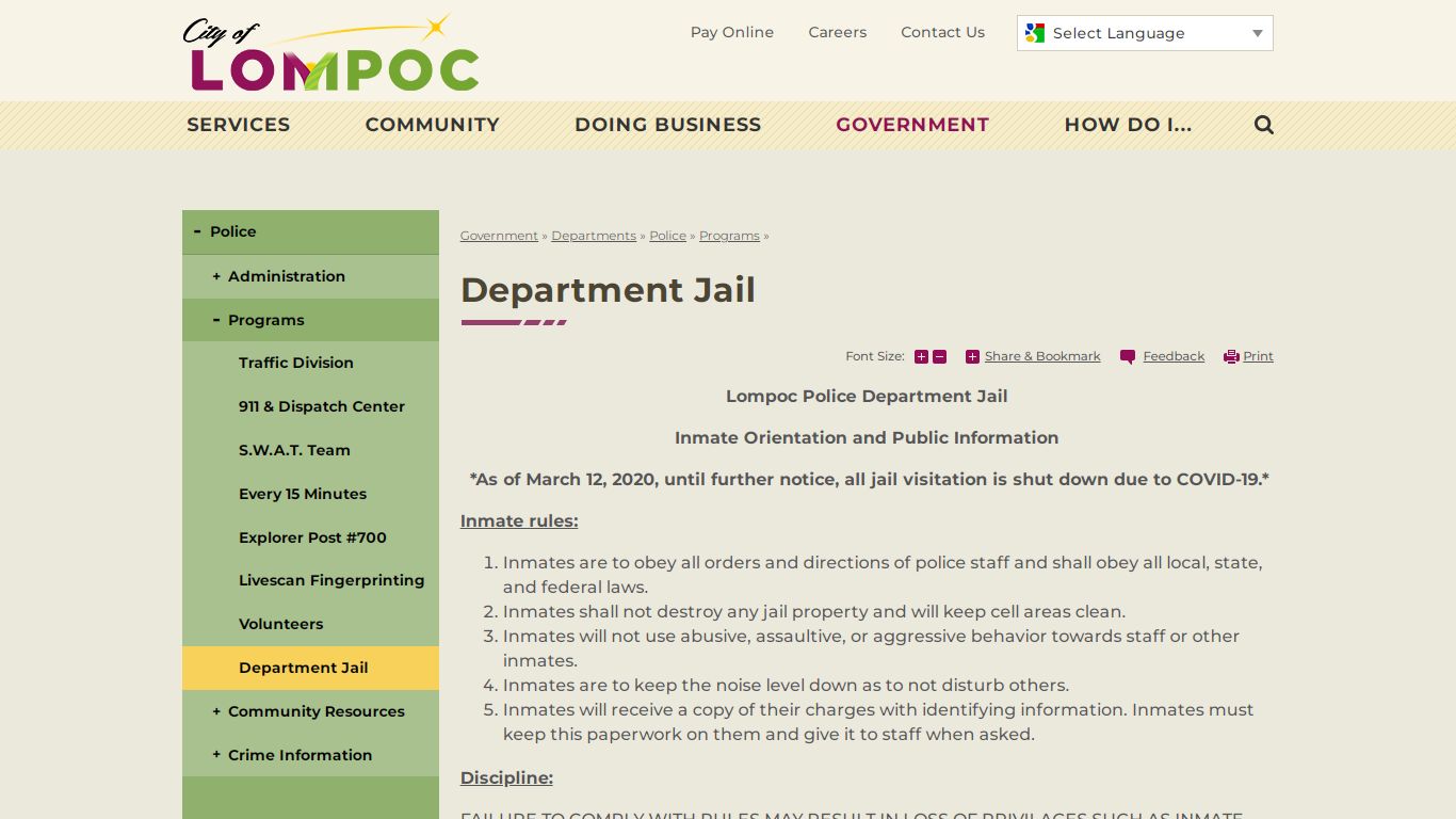Department Jail | Lompoc, CA