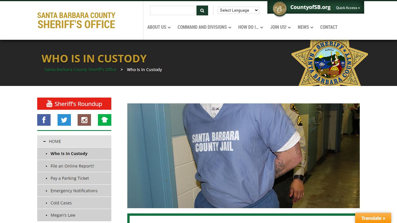 Who Is In Custody - Santa Barbara County Sheriff's Office